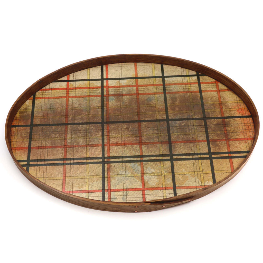 Oval Wood Tray with Black & Orange Lines – Princeton University